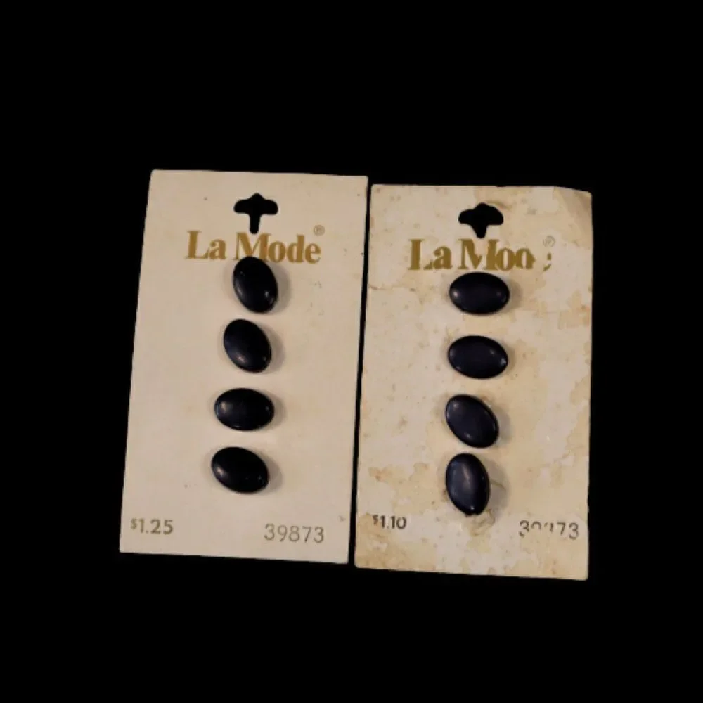 Vintage La Mode Buttons Navy Blue New On Card  8 Total